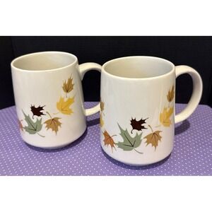 Franciscan Indian Summer Coffee‎ Mugs Mug Set Of 2 Fall Leaves Vintage MCM RARE